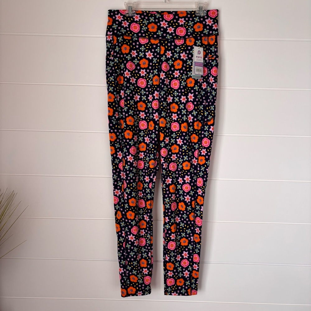 NEW POP Fit Vibrant Floral Leggings High Waist Women's Size 2XL